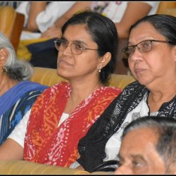 (From right to left) Alethea, Tultul Biswas and Anu Gupta listening to Prof. Shashidhara